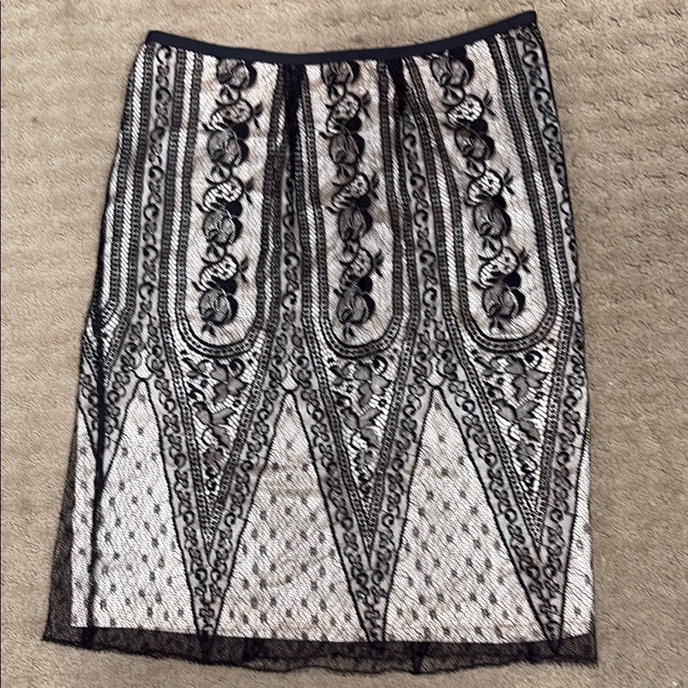 Tahari Black and White Embellished Pencil Skirt